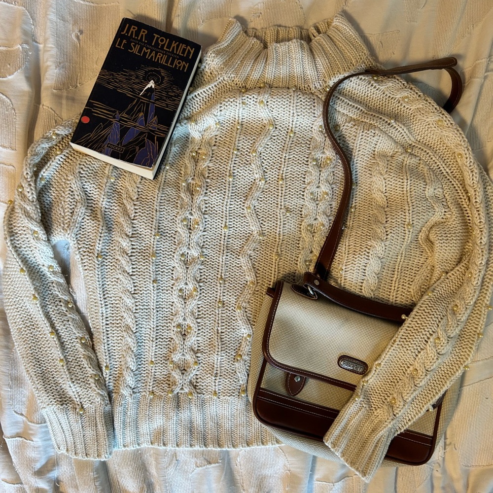 RD Style Cream Cable Knit Turtleneck Sweater